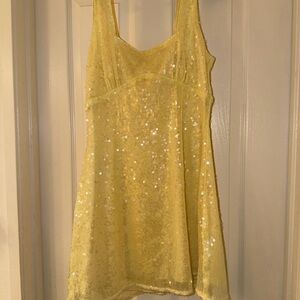Princess Polly Yellow Sequin Mini Dress
